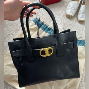 Tory Burch Black Leather Gemini Link Tote